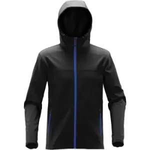 image of Stormtech Mens Orbiter Softshell Hoodie (4XL) (Black/Azure Blue)