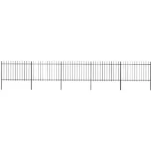 image of Garden Fence with Spear Top Steel 8.5x1.2 m Black Vidaxl Black