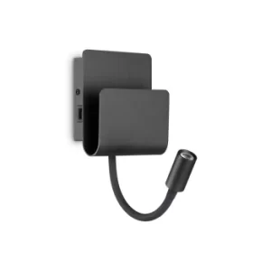 Image of Probe Integrated LED Indoor Reading Wall Lamp 1 Light Black 3000K