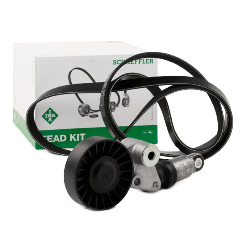 Image of INA 529 0202 10 V-ribbed belt set Check alternator freewheel clutch & replace if necessary V-Ribbed Belt Set (542)