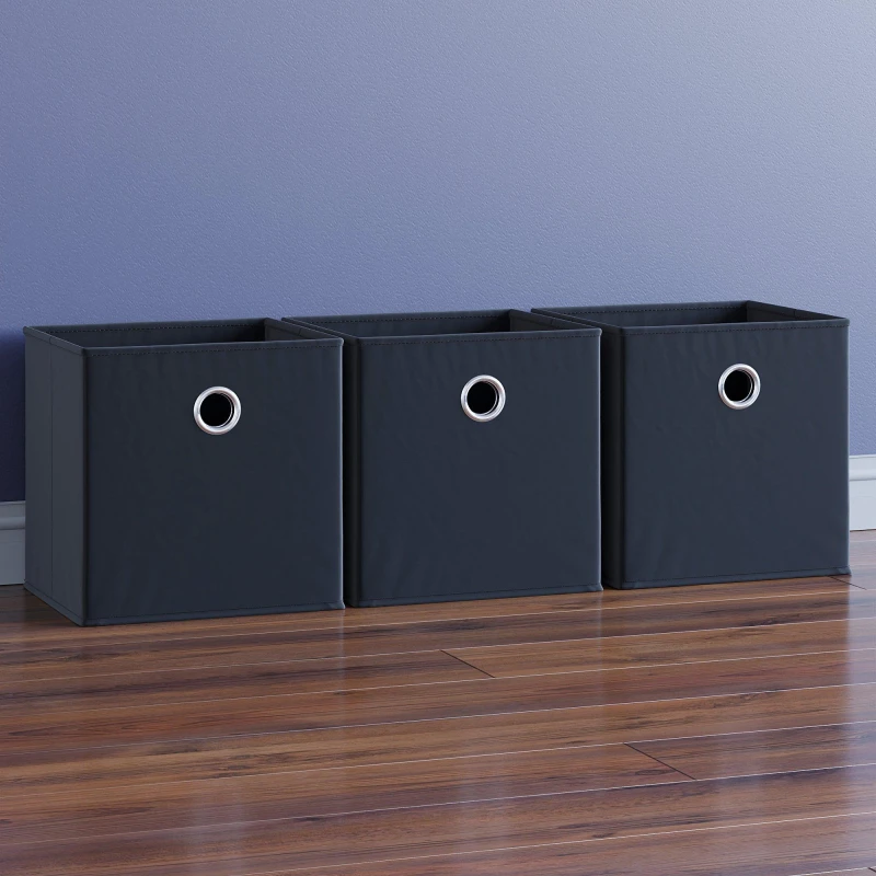 Image of Lassic Vida Designs Durham Cube Storage Basket Set of 3 Black unisex Set of 3