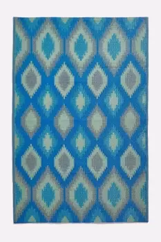 image of Amber Ikat Green & Blue Outdoor Rug