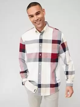 Image of Tommy Hilfiger Placed Global Stp Chk Shirt, White, Size S, Men