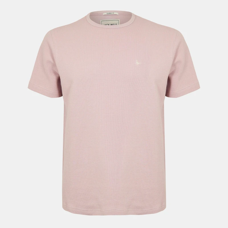 Image of Jack Wills Mens JW Textured Regular Fit T-Shirt Cool Pink male XS