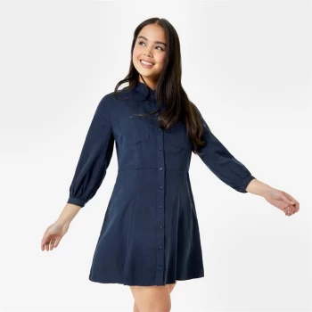 image of Jack Wills Windchelsea Utility Shirt Mini Dress - Blue