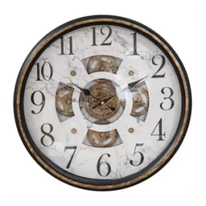 image of WILLIAM WIDDOP Wall Clock with Moving Gears & Marble Face