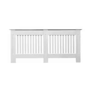 Image of Painted Radiator Cover Cabinet With Vertical Modern Style Slats MDF X-Large in White - White - Jack Stonehouse