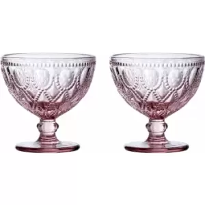 image of Premier Housewares - Fleur Pink Glass Sundae Dishes - Set of 2