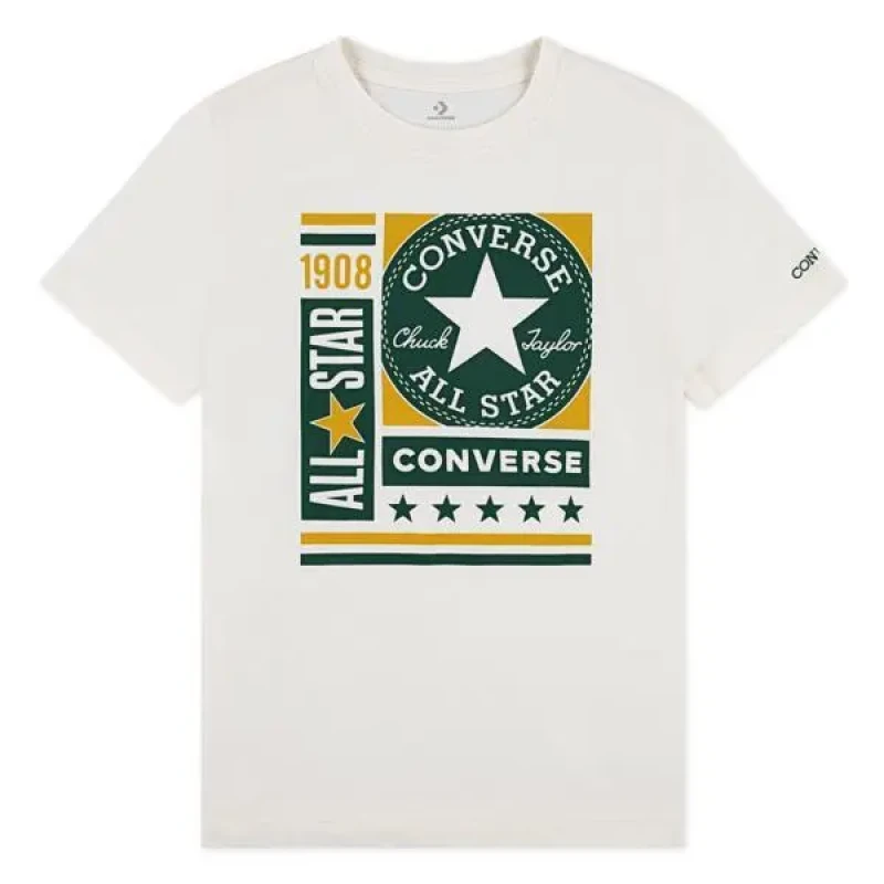 Image of Converse Kid's T-Shirt Converse CNVB Ctp Blocks Logo Blanc Male 13/15 ans