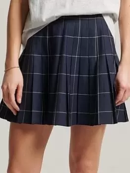 Image of Superdry Vintage Pleated Mini Skirt - Multi, Size 12, Women