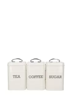 image of Antique Cream Tea, Coffee and Sugar Canisters in Gift Box, Steel