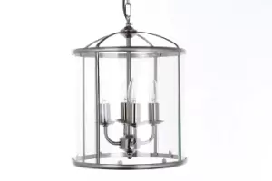 Image of Orly Round Satin Nickel Lanterns Pendant Ceiling Light