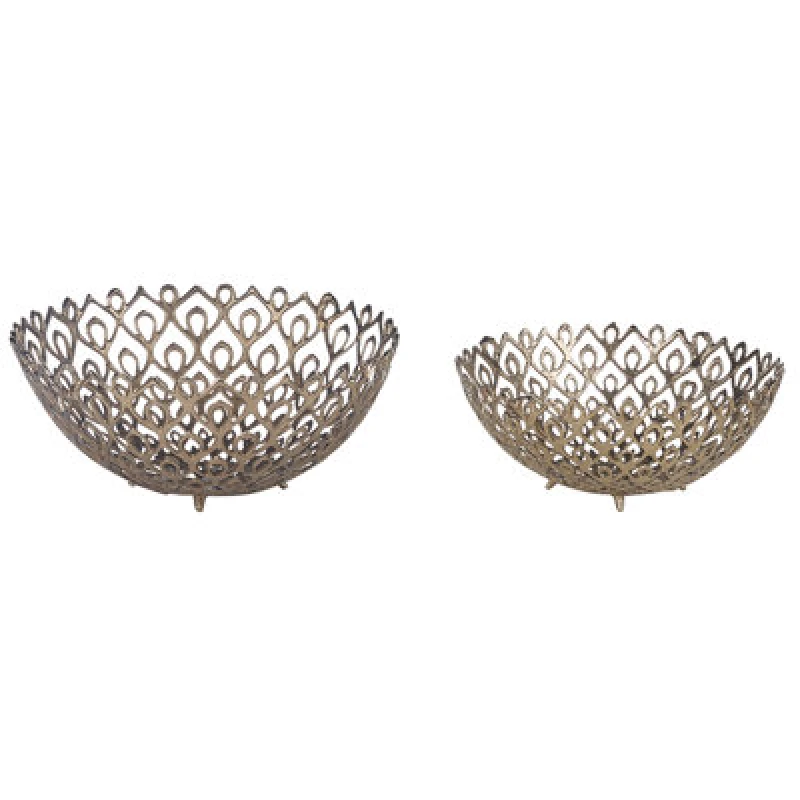 Image of Beliani Set Of 2 Bowls Grogol Metal Gold
