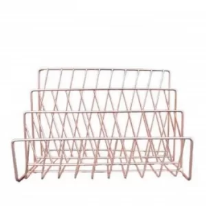Image of Wire Letter Rack Rose Gold Electroplated 26cm