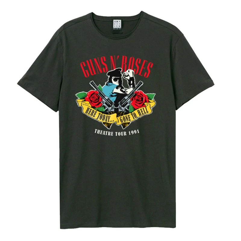 Image of Amplified Amplified Men Gone To Hell Guns N Roses T-Shirt in Charcoal Size: X-Small Charcoal XS Male 5059699796751