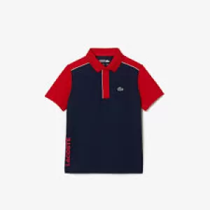 image of Boys Lacoste SPORT Ultra-Dry Pique Polo Size 14 yrs Red / Navy Blue