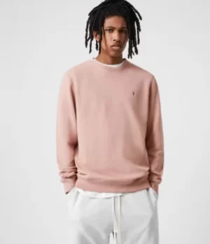 Image of AllSaints Mens Raven Crew Sweatshirt, Balsastone Pink, Size: XXL