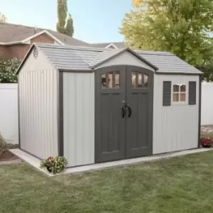 image of Lifetime 12.5x8 Heavy Duty Plastic Shed - Brown Grey/White