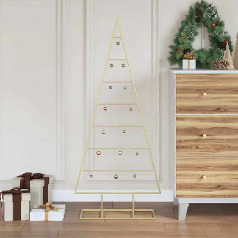 Image of Vidaxl Metal Christmas Tree With Stand Gold 125cm Powder-Coated Steel