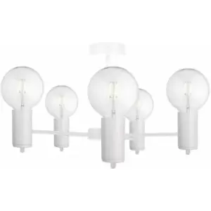 Image of Keter Arde Multi Arm Semi Flush Ceiling Light White, 60cm, 5x E27