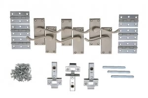 image of Wickes York Victorian Scroll Latch Door Handle Set - Satin Nickel 3 Pairs