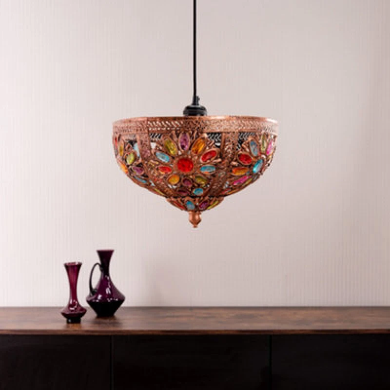 Image of ValueLights Samia Bronze Moroccan Style Easy Fit Uplighter with 10W LED Warm White Bulb Bronze