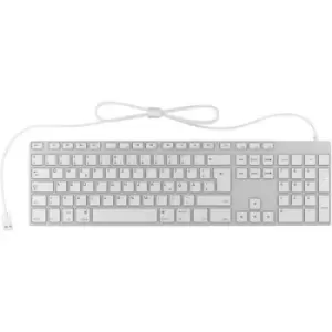 image of Keysonic KSK-8022MacU USB Keyboard German, QWERTZ, Macintosh Silver, White Non-slip