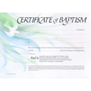 Image of Certificate of Baptism - Pack of 20