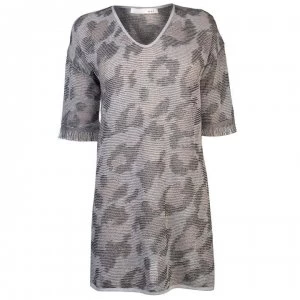 Oui Oui Womens Leopard Jumper - 0903 Light Grey