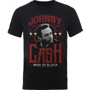 Image of Johnny Cash Man In Black Mens Large T-Shirt - Black