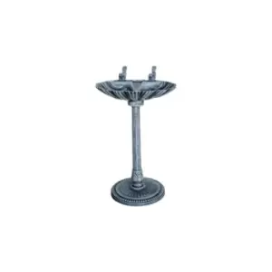 Garden Outdoors Plastic Metal Effect Garden Clam Shell Bird Bath Water with Stones - Grey Stone - Schallen