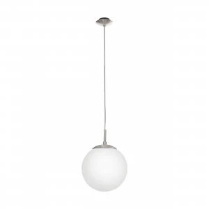 image of EGLO ES/E27 Globe 200mm Pendant With Matt-Nickel Housing - 85261