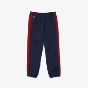 Image of Lacoste Kids Contrast Band Taffeta Trackpants Size 12 yrs Navy Blue / Bordeaux
