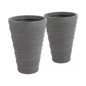 image of Pair of Tall Trojan Round Charcoal Planters (Dia. 38cm)