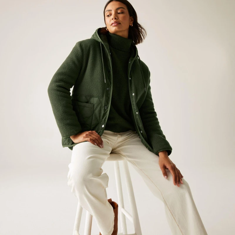 Image of Regatta Womens Mikayla Water-Resistant Hooded Quilted Jacket Khaki Green female 10
