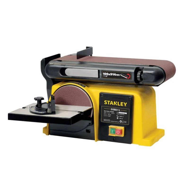 Image of Stanley Machines SXBS914E Belt-Disc Sander 240V 370W - Ideal for Smoothing in Yellow Yellow Unisex