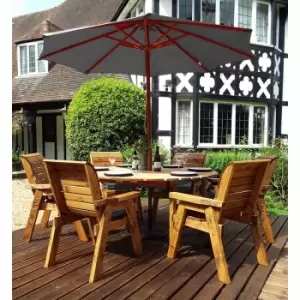 Image of Charles Taylor Six Seater Round Table Set with Parasol, Grey