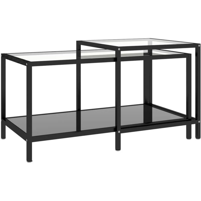 Image of VIDAXL Tea Tables 2 pcs Tempered Glass Black Vidaxl 8720286462119