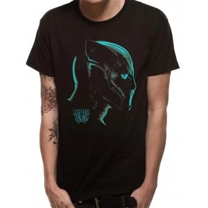 Image of Black Panther Movie - Neon Face Unisex Small T-Shirt - Black