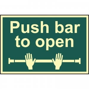 Image of Scan Push Bar To Open Sign 300mm 200mm Photoluminescent