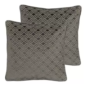 image of Paoletti Avenue Twin Pack Polyester Filled Cushions Grey