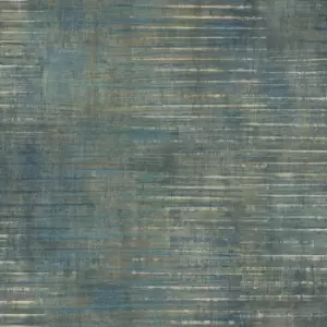 image of Grandeco Urban Stripe Teal Distressed Metallic Textured Wallpaper