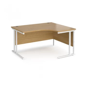 Image of Maestro 25 right hand ergonomic desk 1400mm wide white cantilever leg