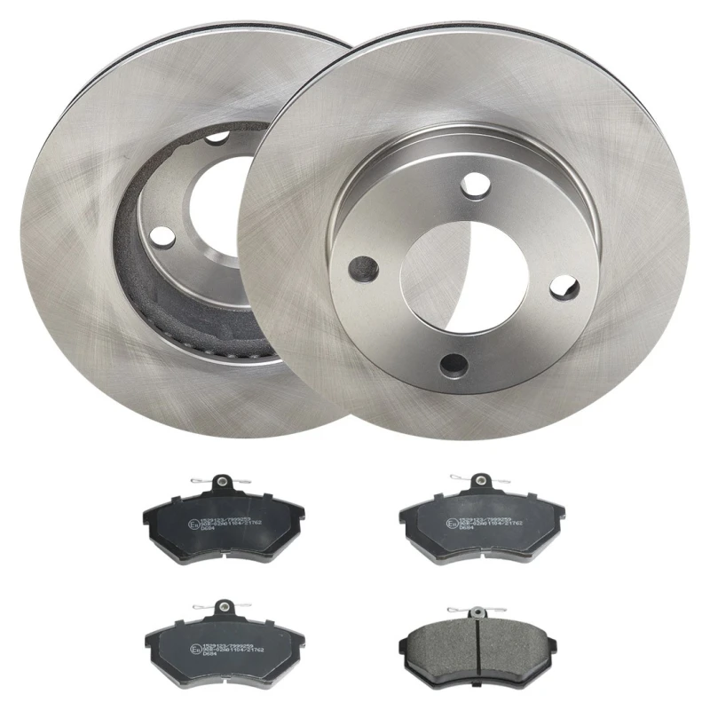 Image of RIDEX 3405B1960 Brake disc and pads set Front Axle, Brake Disc Type: internally vented, not prepared for wear warning indicator Brake Set,disc brakes