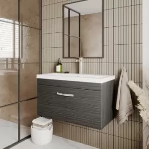 Image of Nuie - Athena Wall Hung 1-Drawer Vanity Unit with Basin-1 800mm Wide - Charcoal Black