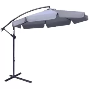 image of Outsunny 2.7M Garden Cantilever Banana Parasol Sun Shade With Crank - Dark Grey