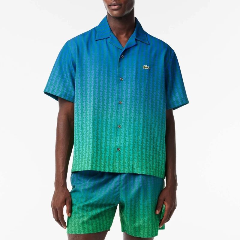 Image of Lacoste Short Sleeved Ombr Effect UV Protect Shirt - Blue Blue One Size