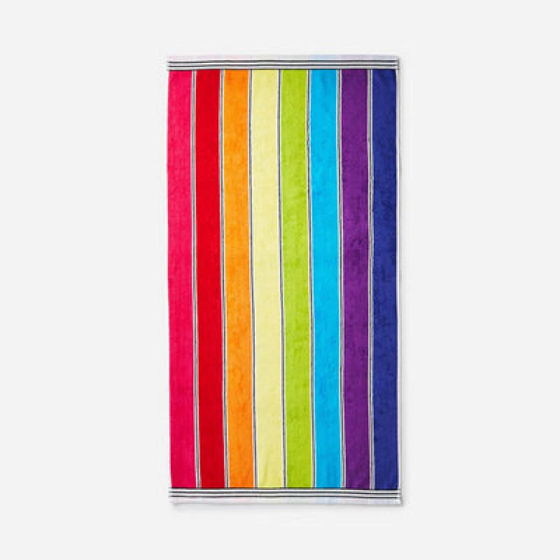 Image of Allure Bath Fashions Rainbow Stripe Beach Towel - 100% Cotton Multi unisex