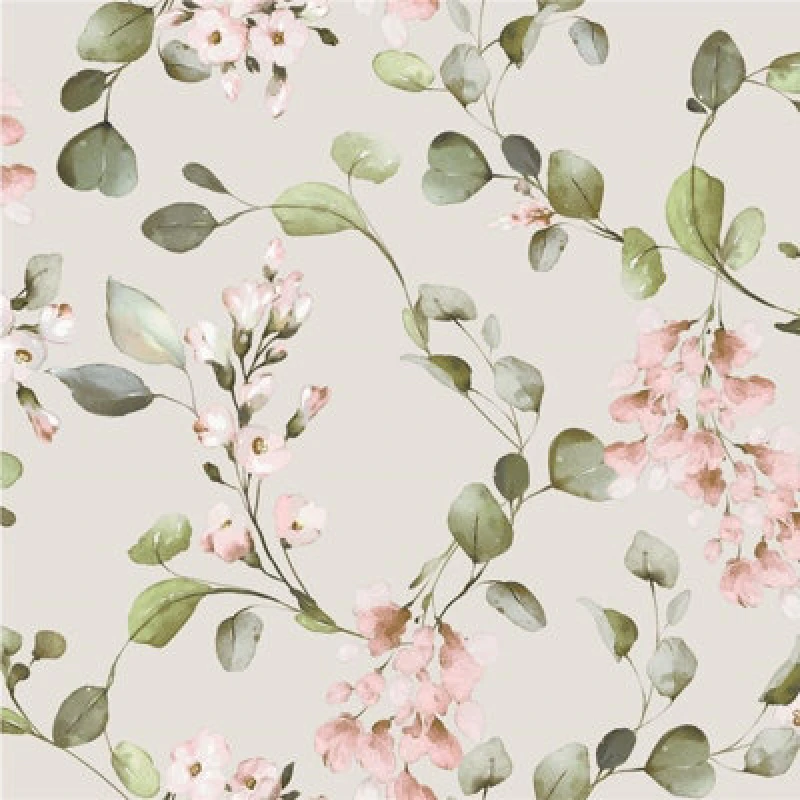 Image of Rasch Elegant Homes Rosalie Floral Flowers Leaf Trail Cream Pink Wallpaper
