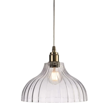 Image of Firstlight - Victory - 1 Light Dome Ceiling Pendant Antique Brass, Clear Glass, E27